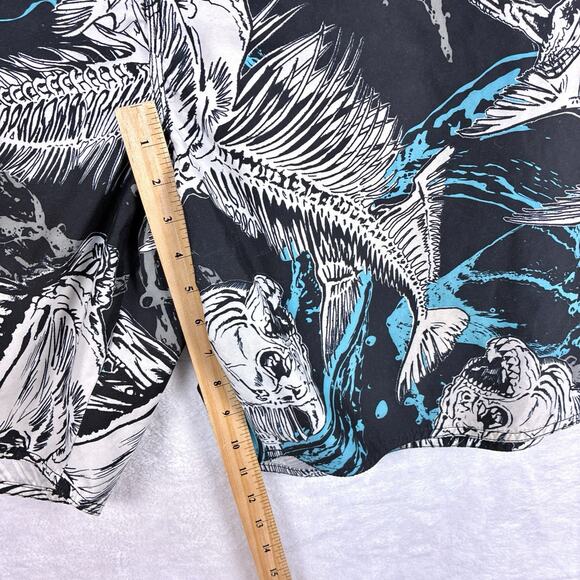 VTG Y2K Joe Boxer Mens 40 Black Blue Piranha AOP Skull Board Shorts Swim Trunks - Picture 8 of 9